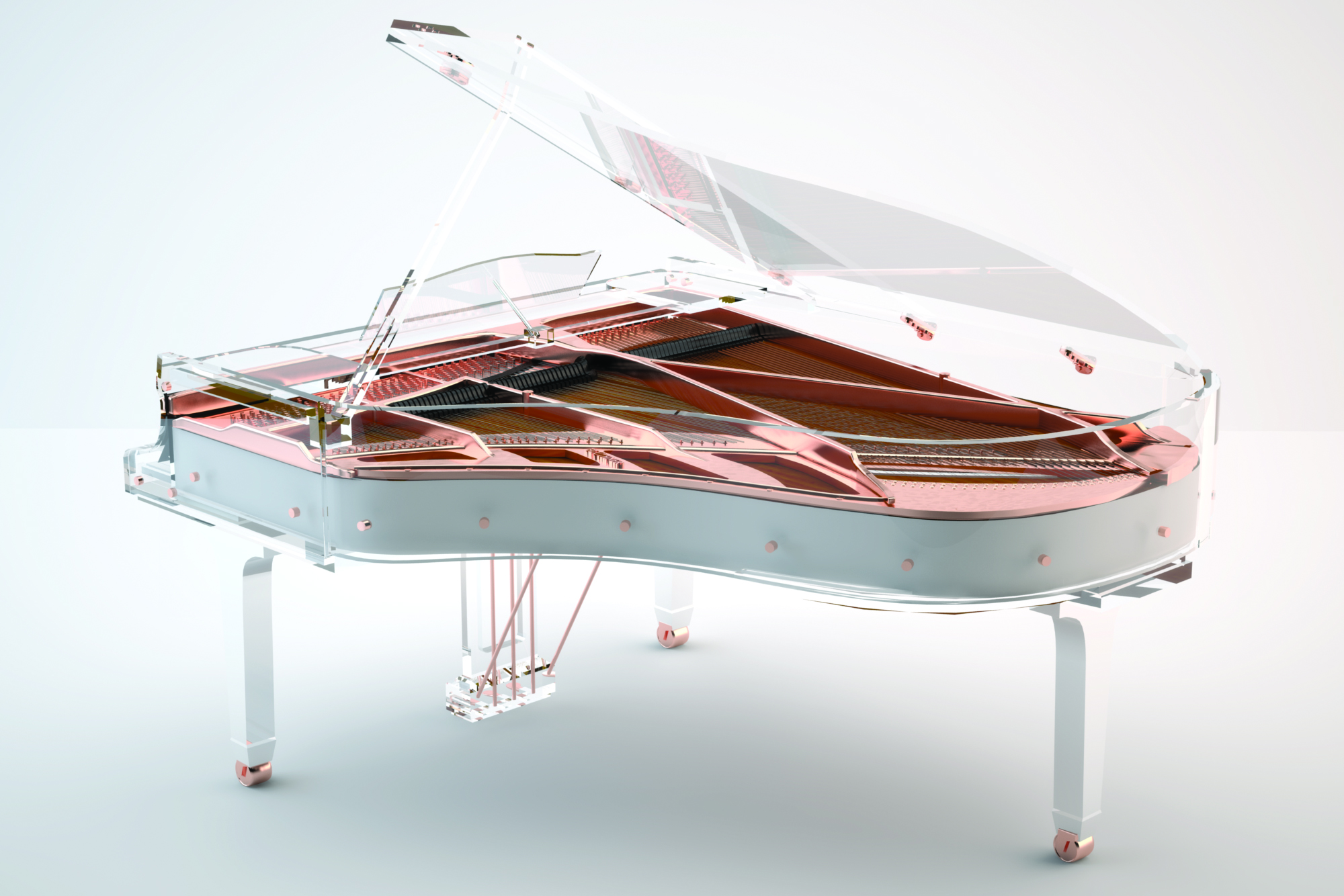 The Crystal Edition Rosegold-White Designer Grand Piano by Bluethner